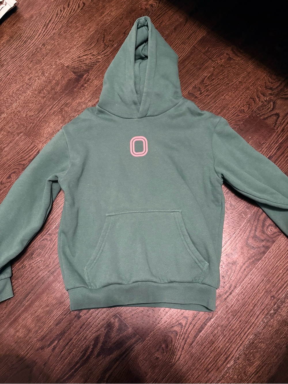 Overtime Youth Medium Kids Green Hooded Sweatshirt with Pink Accent $38